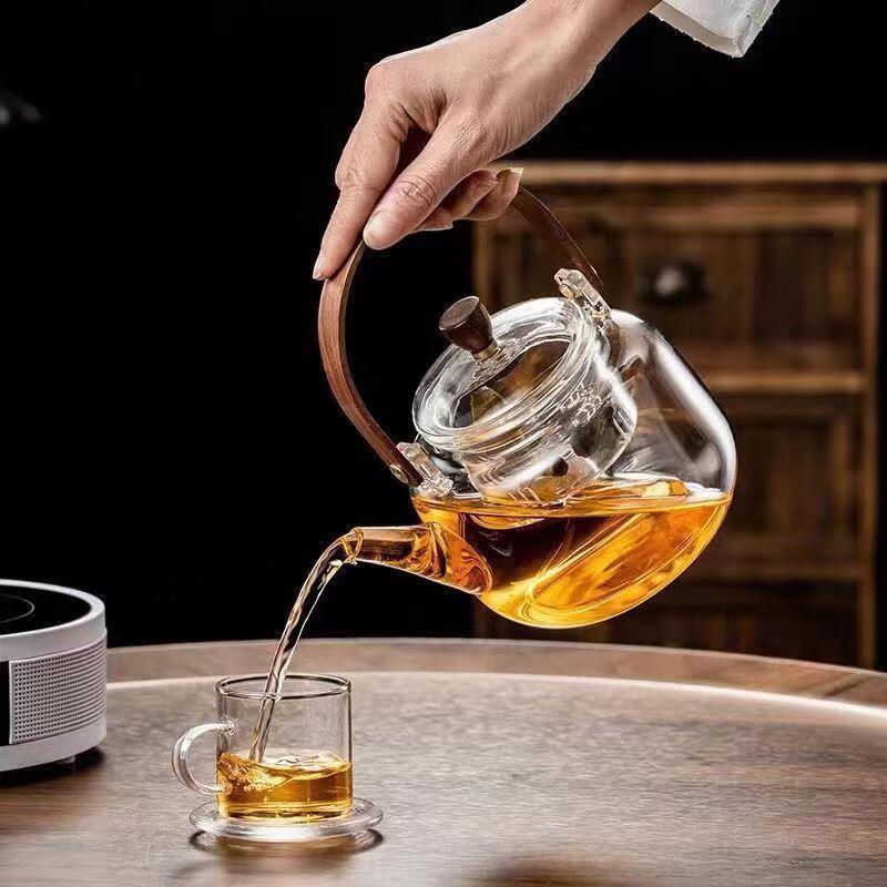 Shangqi Walnut & Glass Dual-Function Teapot