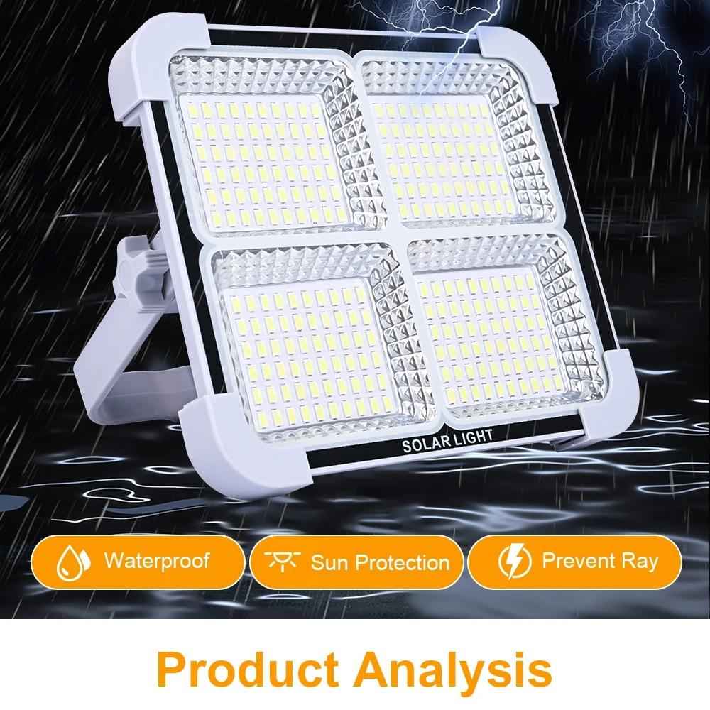 USB Type-C Rechargeable 336/288/264LEDs Solar Floodlight Outdoor Portable LED Multifunctional Spotlight IP66 Waterproof Emergency Light Solar