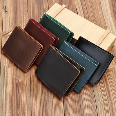 Crazy Horse Leder Herren Geldbörse Retro All-Match Lässig Reise Einfach USA. Dollar-Schein-Münzbörse