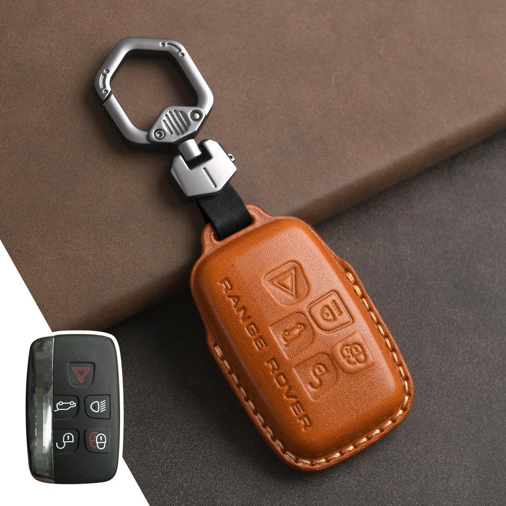 Funda para Llave de Coche, Adecuada para Land Rover, Funda para Llave de Coche New Range Rover Sport, Cuero Genuino, Primera Capa de Piel de Vaca