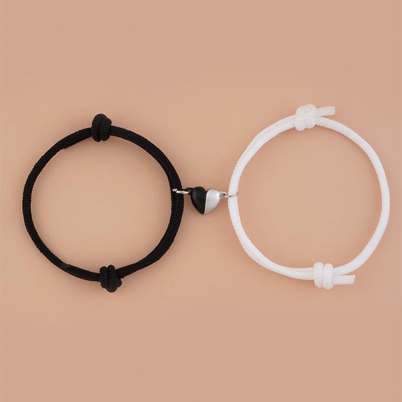 2Pcs/Set Couple Bracelets Adjustable Hand Rope Magnetic Buckle Bracelet Fashion Elegant Gifts For Lovers