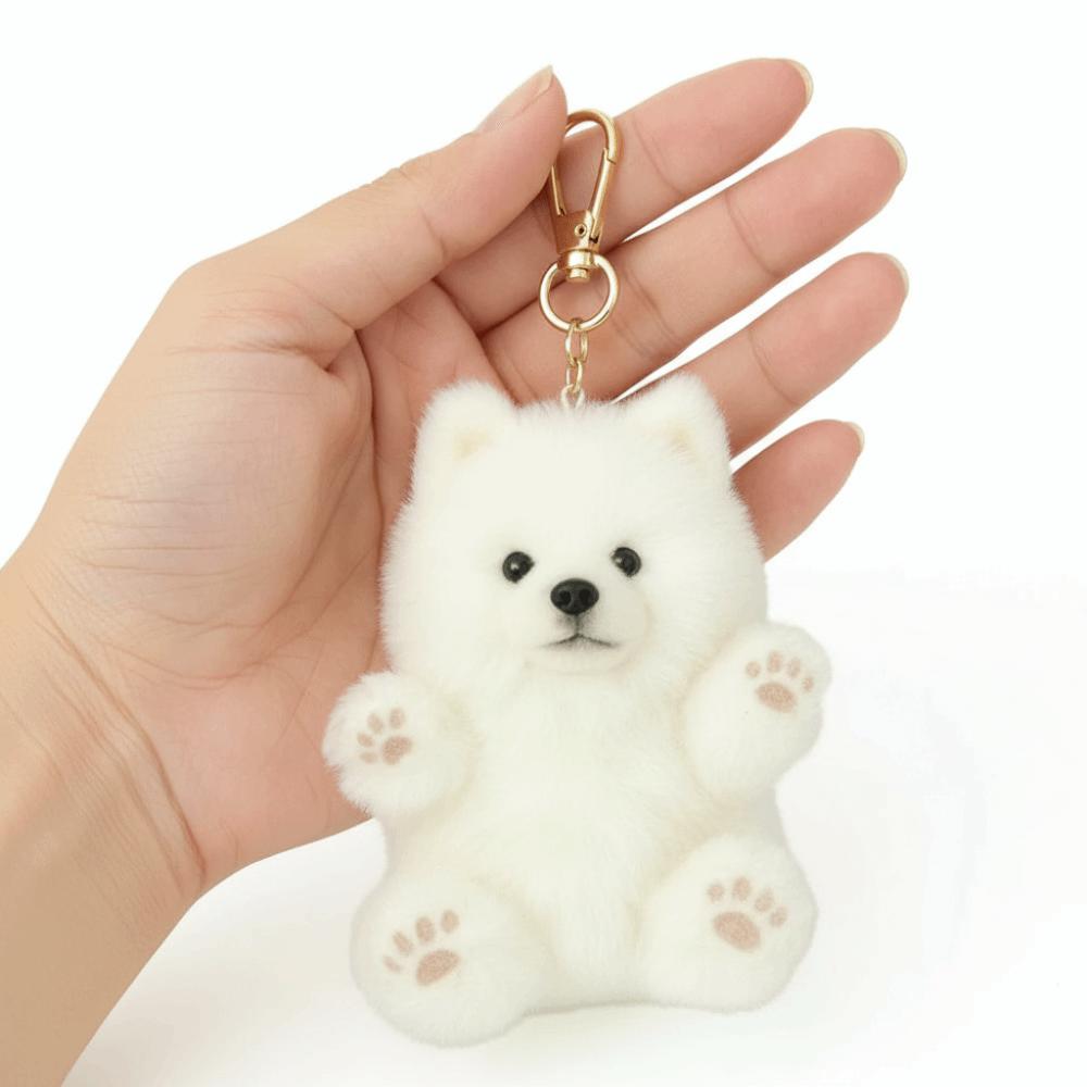 PP Cotton Samoyed Plush Ornaments Lifelike Samoyed Plush Toy  Backpack Decoration