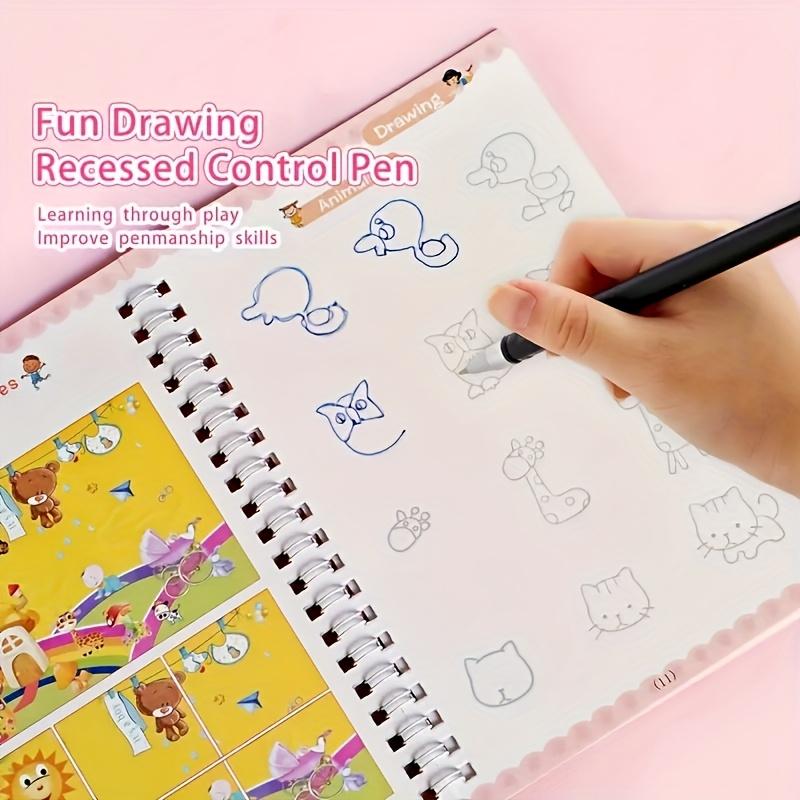 Magic Ink Copybooks for Kids Reusable Handwriting Workbooks for Preschools Grooves Template Design and Handwriting Aid Practice for Kids