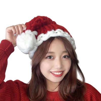 IROKOHA Weihnachtsmannmütze, Gestrickte Weihnachtsmannmütze, Cosplay Weihnachtsmannmütze, Weihnachten Cosplay Kostüm, Weihnachtsmann Kostüm (Flauschig, Größe M (Von Damen zu Kindern))