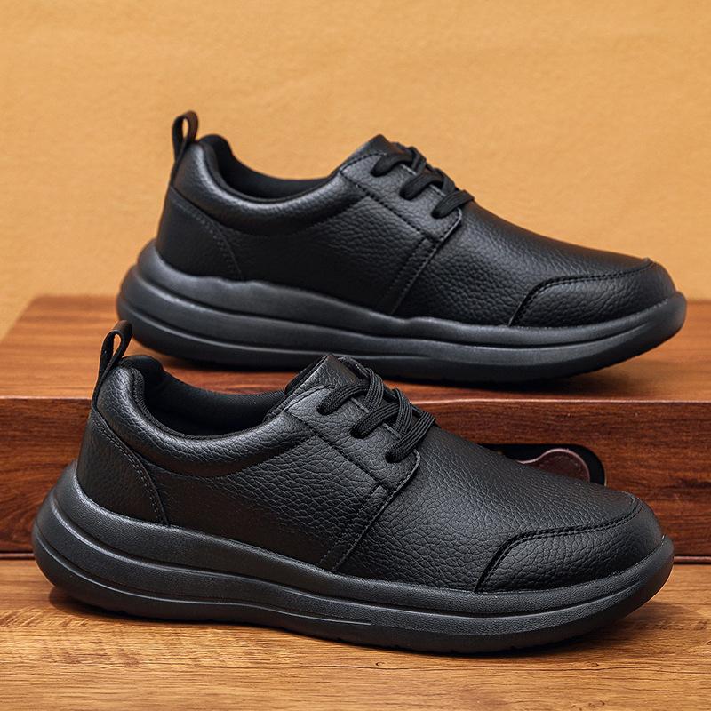 Large size black soft-soled leather shoes business casual single shoes lazy 39