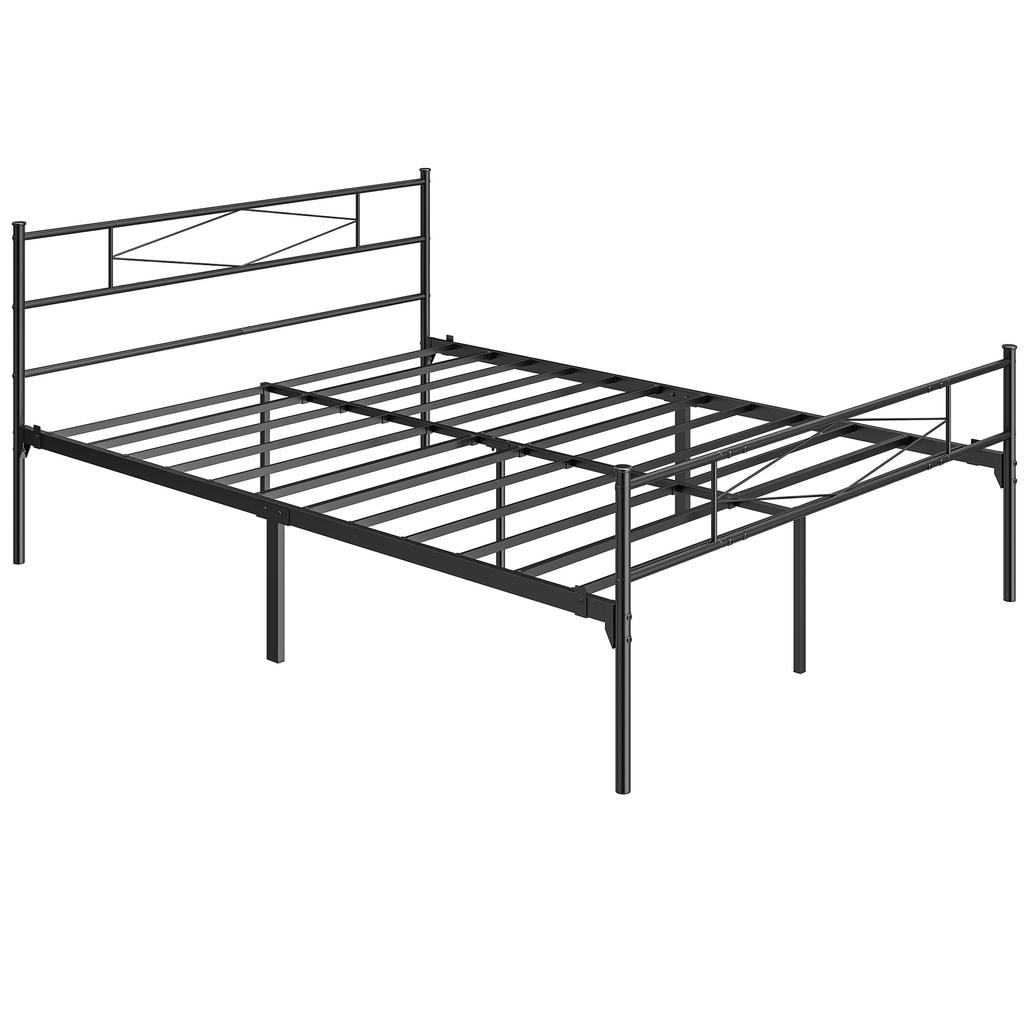 5ft King Bed Frame with Headboard and Footboard, Metal Platform Bed Frame with 32 Cm Underbed Storage, Black