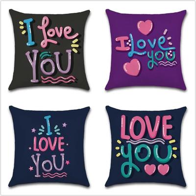 Geeignet für Sweet Home Bedruckter "Ich liebe dich" Kissenbezug Kissenbezug Dekoration Sofa Stuhl Kinderzimmer Geschenk
