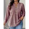 QICED Women's Fashion Casual Solid Color Print V-Neck  Long Sleeve Blouses & Shirts