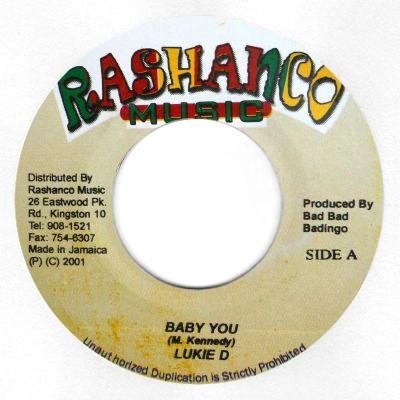7inch Record LUKIE D - Baby You NONE Rashanco Music 2001 Jamaica Reggae, Ska & Dub Used