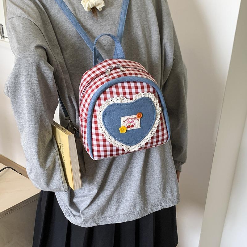 Plaid Women's Backpack New Spring and Summer Contrasting Color Versatile Backpack Mini Schoolbag