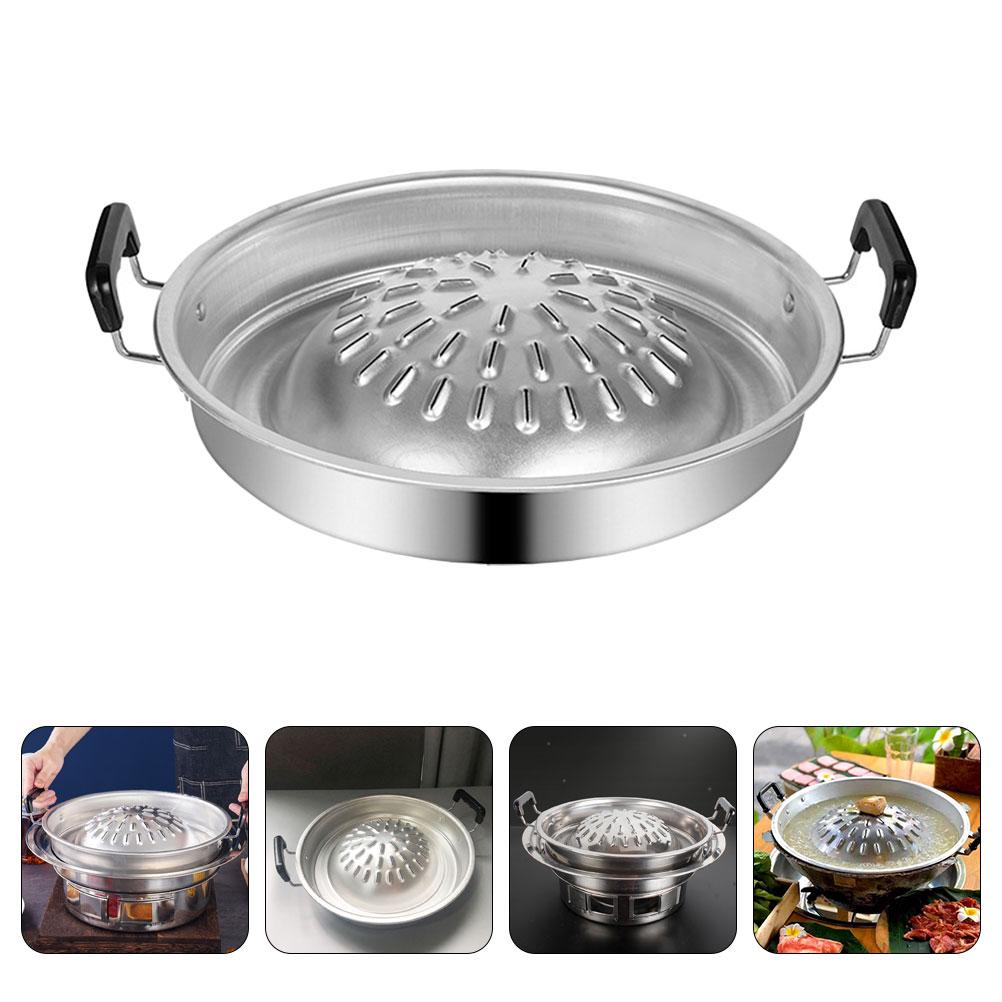 Portable Stainless Steel Korean BBQ Grill Pan for Outdoor Camping Picnic Multi Function Tray for Grilling Cooking for Perfectly