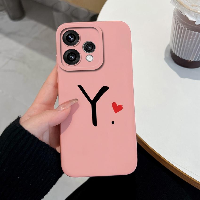 Cute Red Love Heart Letters Pattern Phone Cover For Oppo Reno 15 14 13 12 11 Pro 15F 14F 13F 12F 11F 5G Shockproof Silicone Camera Lens Protector Case