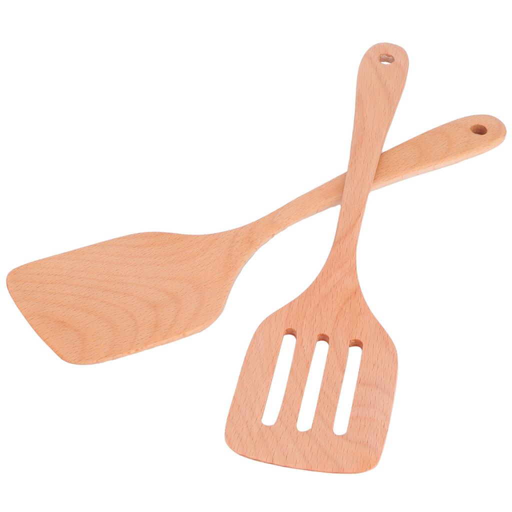 2Pcs Wooden Spatula Set Environmentally NoStick High Temperature Resistant Flat Spatula for Home