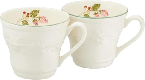 Wedgwood Festivity Raspberry Mugs, 350ml, Pair (Set of 2), Ceramic, Christmas Gift, Wedding Favor, Housewarming Gift, Official Brand Gift Packaging, A