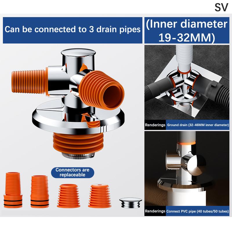 

3-в-1 Кришка для зливу підлоги, Кришка для зливу підлоги пральної машини, Антипереливний Дезодорант, Кришка для зливу підлоги в гаражі, Кришка для зливу душу срібний
