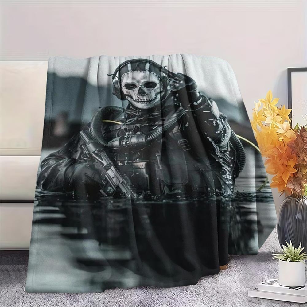 1PC GHOST Print Flannel Blanket, High quality Comfortable for All Seasons, Home Decor, Warmth and Comfort, Perfect for Christmas Gifts159