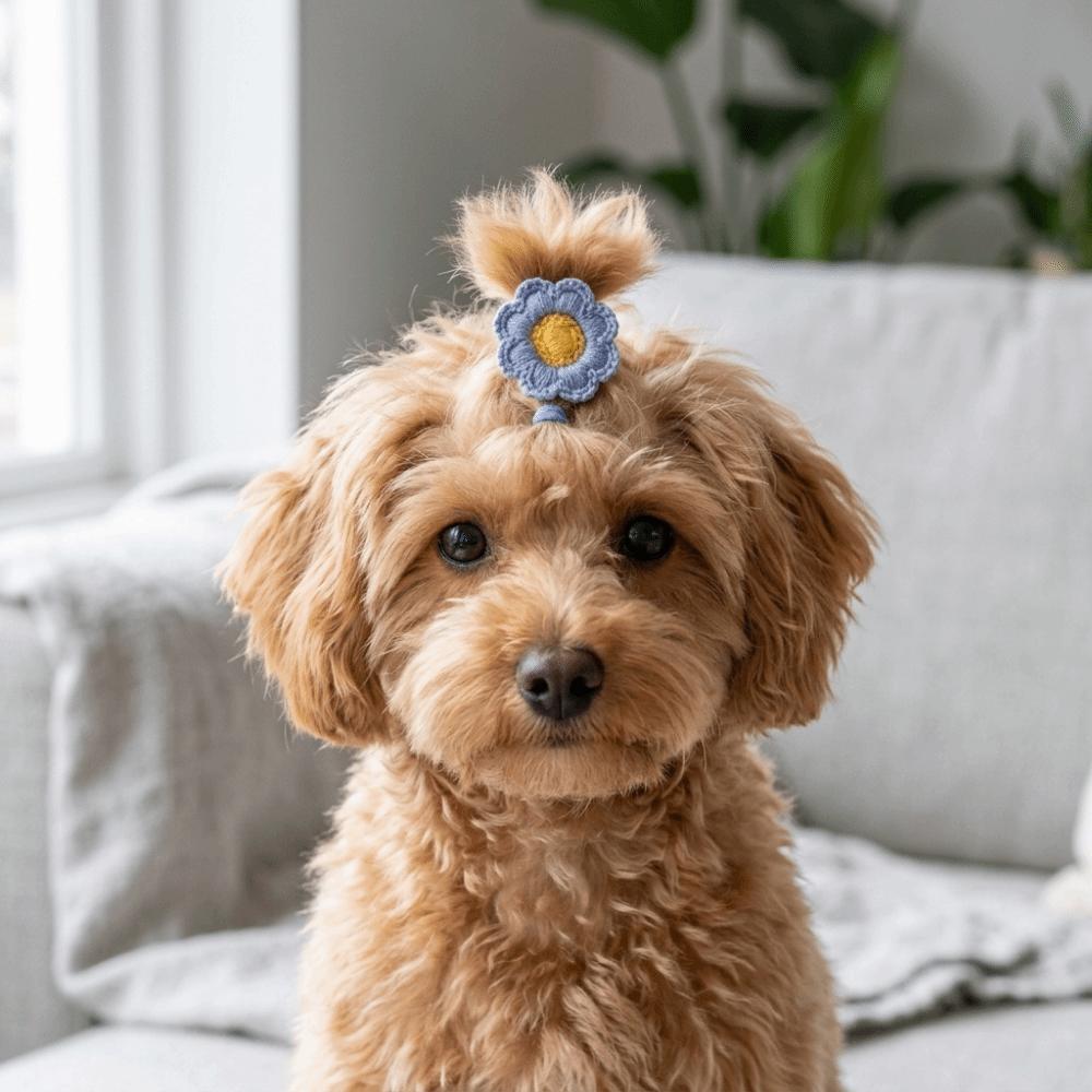 24pcs Elastic Pet Hair Tie Vivid Pet Hair Accessory Stretchy Flower Hair Tie Grooming