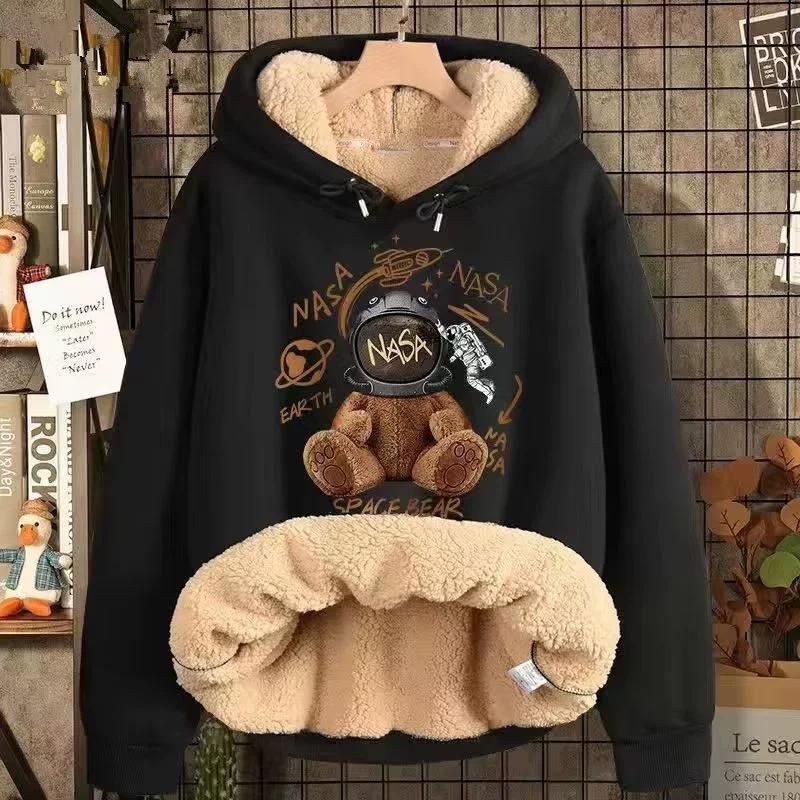 

Autumn Winter Lamb Fleece Sweatershirt Men s Loose Large Size Plus Velvet Thick Warm Casual Top XXXL