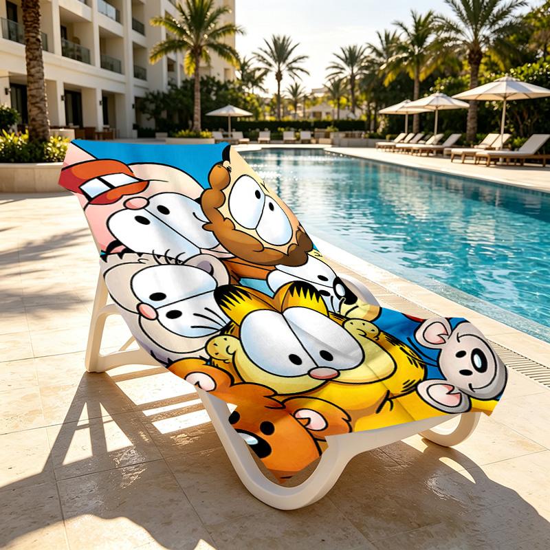 Garfield Print Beach Towel Design, Soft, Lightweight. for Home Bathroom, Spa, Pool, Yoga, Surfing, Camping, Gift for Family, Friend