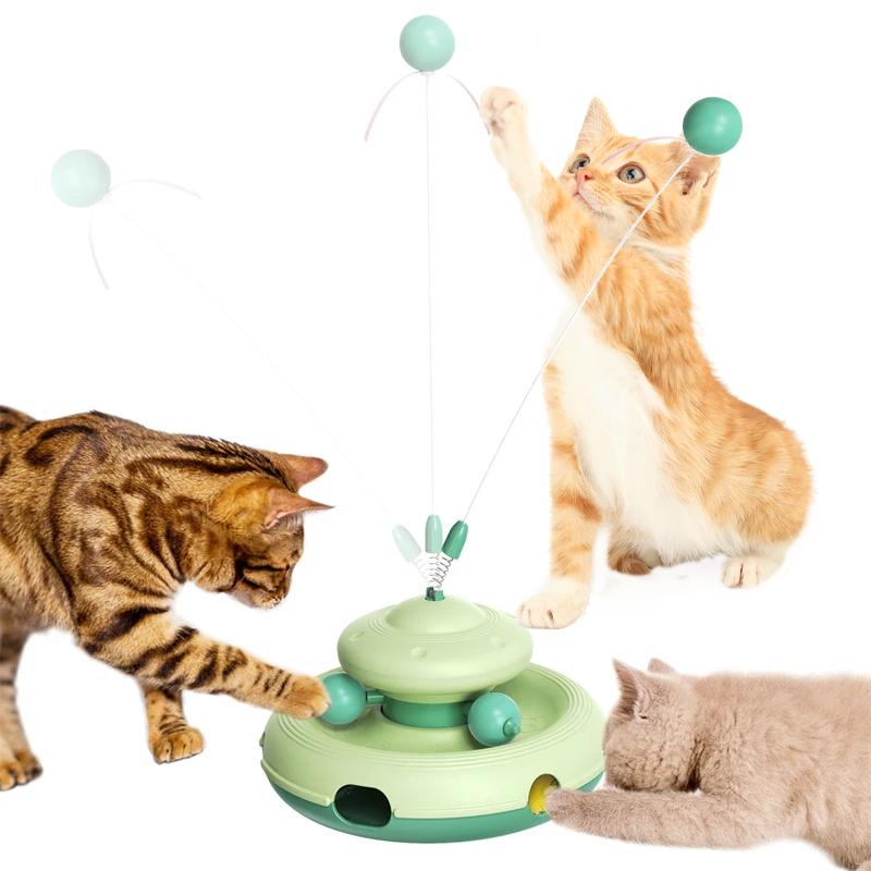 3-in-1 Interactive Cat Toy for Indoor Cats - Exciting Teaser Wand, Ball Track and Whack-a-Mole Game - No Batteries Needed Sturdy