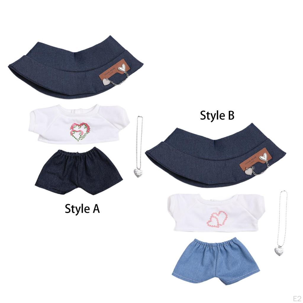 Miniature Clothes Costumes Cute with Hat Decoration Doll Outfit Shirt and Pants for 15inch Dolls