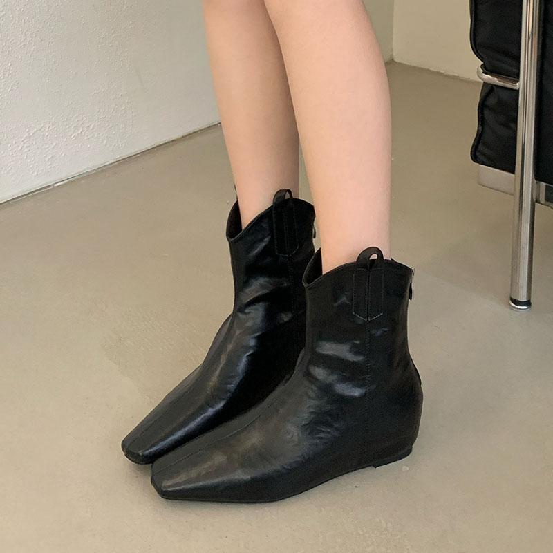 Fashion Female Zippers Ladies Chelsea Ankle Boots With Height Increasing Fashion Pointed Toe Footwear Women Short Boots Shoes lady