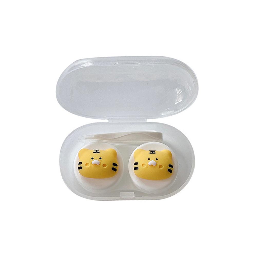 Cute Contact Lens Case with Lenses Tweezers Contact Lens Kit Holder Container Cartoon Animal Lens Storage Box