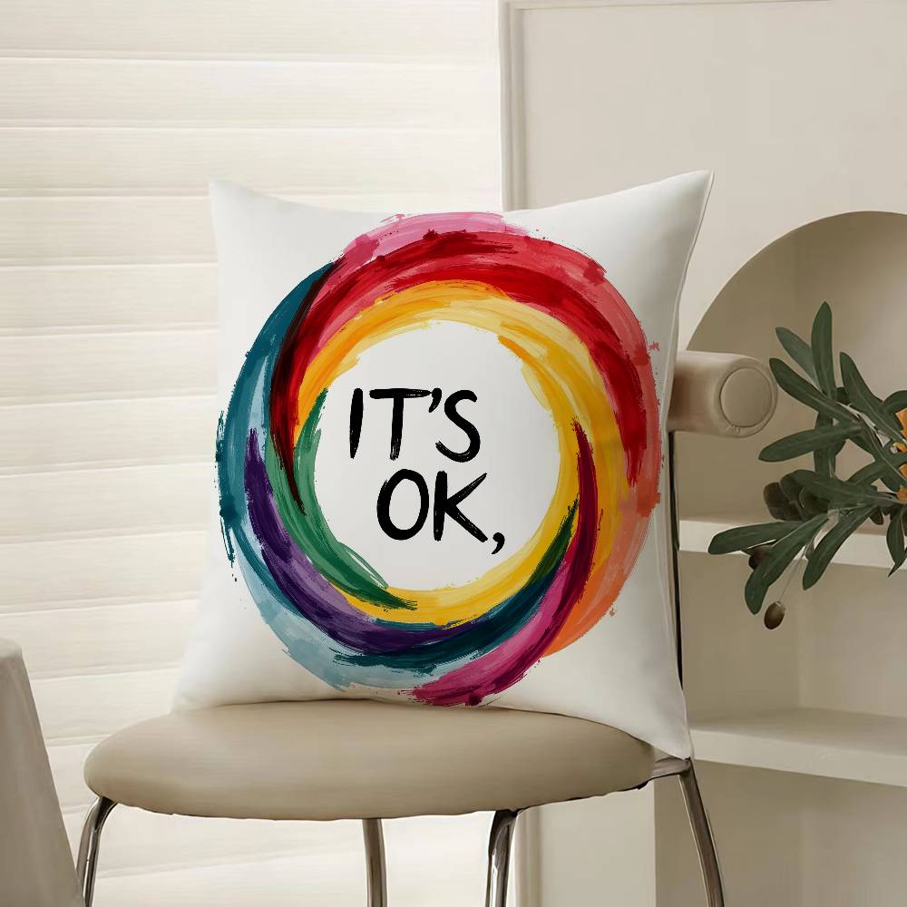 Fashionable Hand-painted Minimalist Prints Pillow Case Comfort Sofa Bed Silky Elegant Invisible Zipper Decorative Cushion Cover