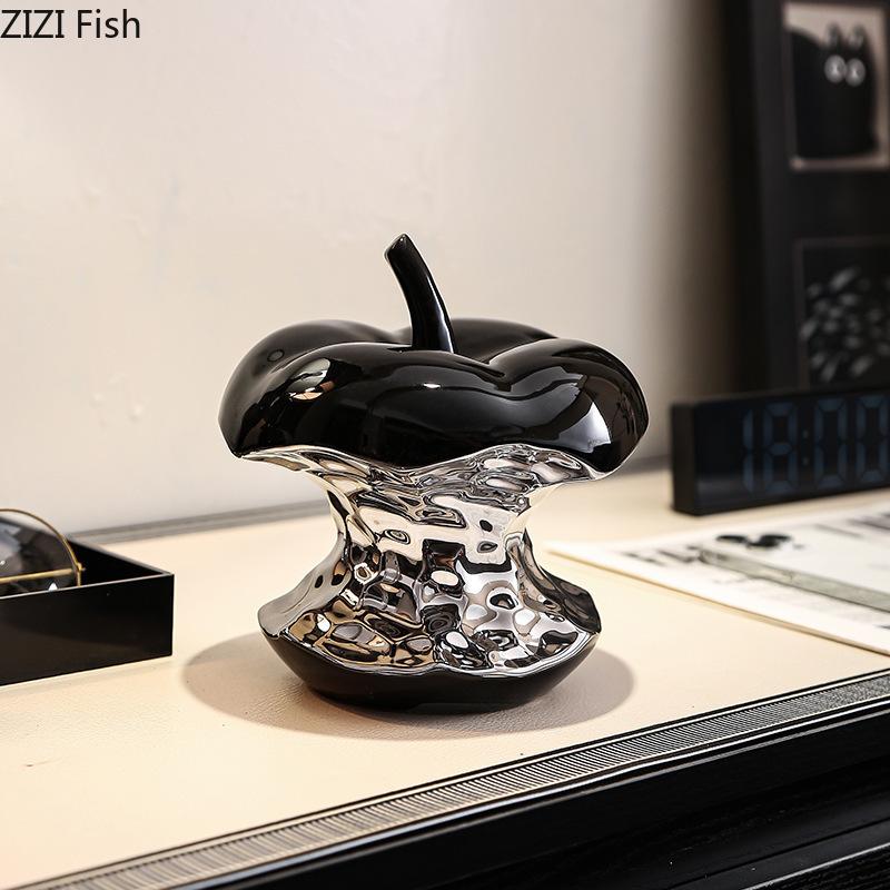 Simulated Apple Ceramic Ornaments Creative Electroplated Ceramic Ornaments Home Livingroom Officedesk Display Cabinet Decoration