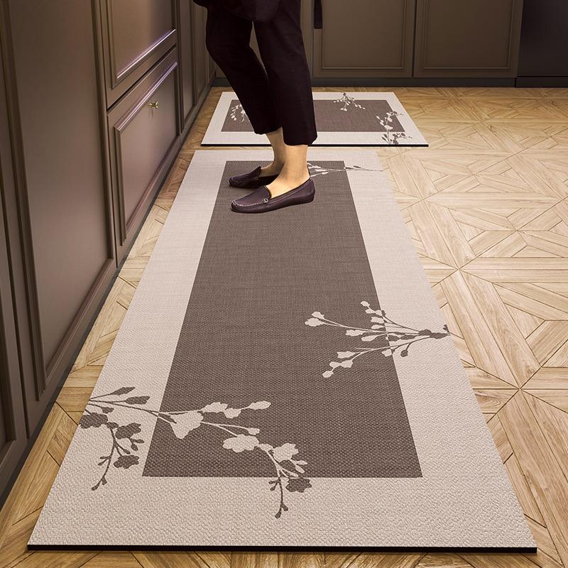 Pvc Kitchen Floor Mat Retro Style Non-slip Oil-proof Carpet Leather Waterproof Foot Mats Long Strip Home Decoration Rug Alfombra