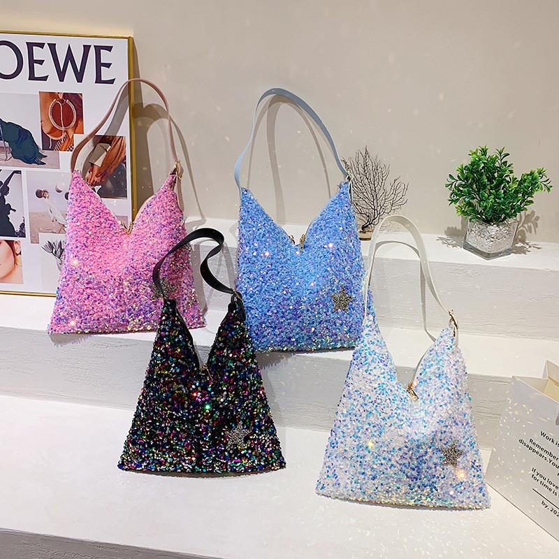 Shimmering Sequin Bucket Bag With Large Capacity For Casual Day And Night Out