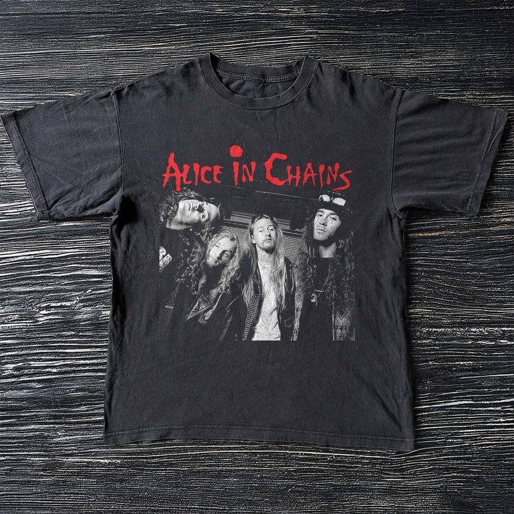 HOT Alice In Chains band Concert Black Cotton Tshirt Unisex T-Shirt S