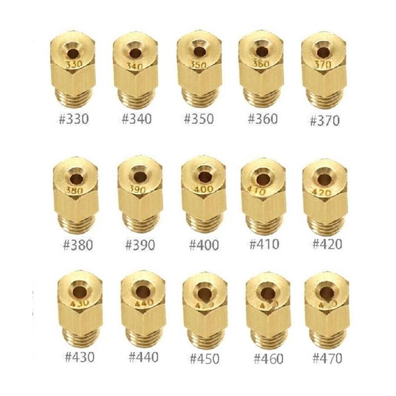 15PCS Hex Type Main Jets Carburetor For Mikuni VM TM TMX Mortorcycle Carburetor Injector Nozzle #330-#470 Accessories 15Pcs