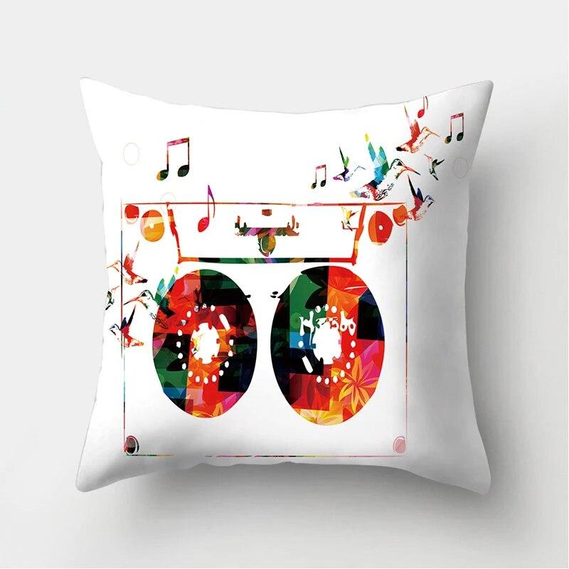 Musical Instrument Pattern Cushion Pillowcase  Cover Pillow Sofa Decorative