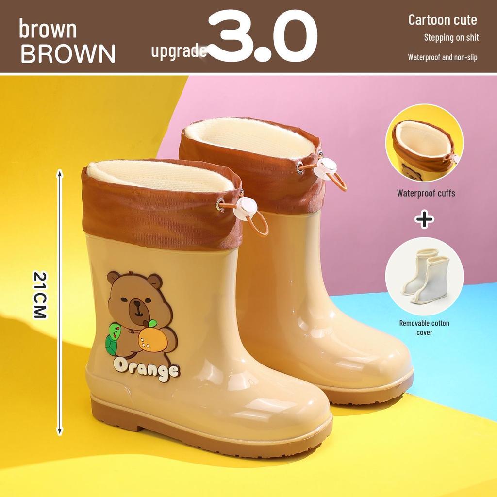Wasserdichte gefütterte Gummistiefel für Kinder: Rutschfeste, kältebeständige Gummistiefel mit Kordelzug für Kleinkinder und ältere Kinder