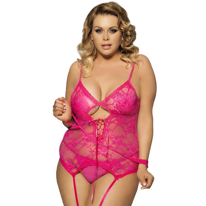 Bielizna erotyczna Plus Size Pas do pończoch Erotyczna koszula nocna Koronkowa pokusa Seksowne koszule nocne