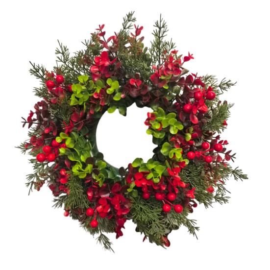 Christmas Wreath for Front Door Artificial Pine And Red Berry Greenery
