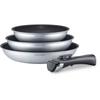 Set of 3 Frying Pans - All Heat Sources Including Induction - 20-24-28 Cm - AM521S - Aluminium - Non-stick - - Removable Handle
