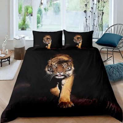 Tiger Duvet Cover Sets Full Size King Size,African Animals Bedding Set,Tropical Wild Animal Comforter Cover Quilt Cover