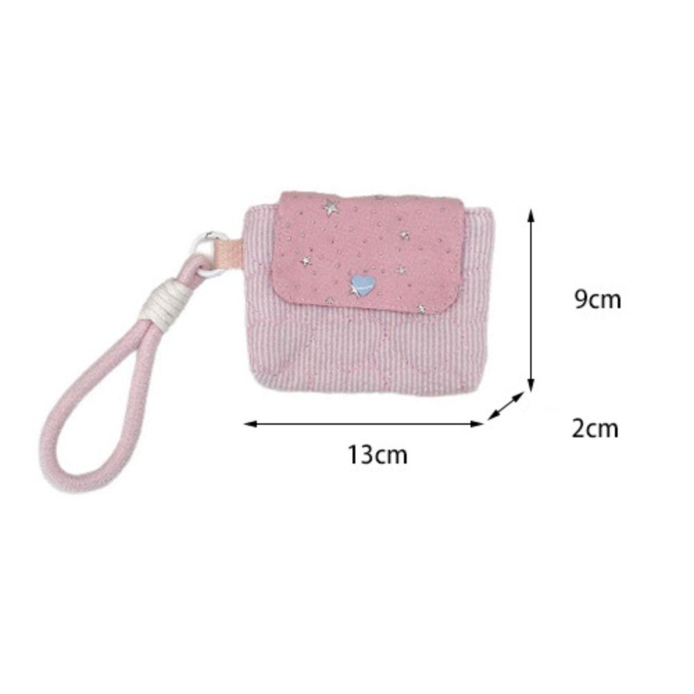 Kawaii Mini Earphone Storage Bag Stripe Snap Button CCD Camera Storage Bag Star Card Key Purse For Women Girls