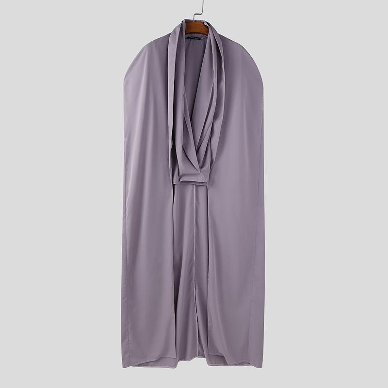 

INCERUN Мужские рубашки с воротником-качели, оборками, имитацией двух частей, длинным шалевым воротником 5XL