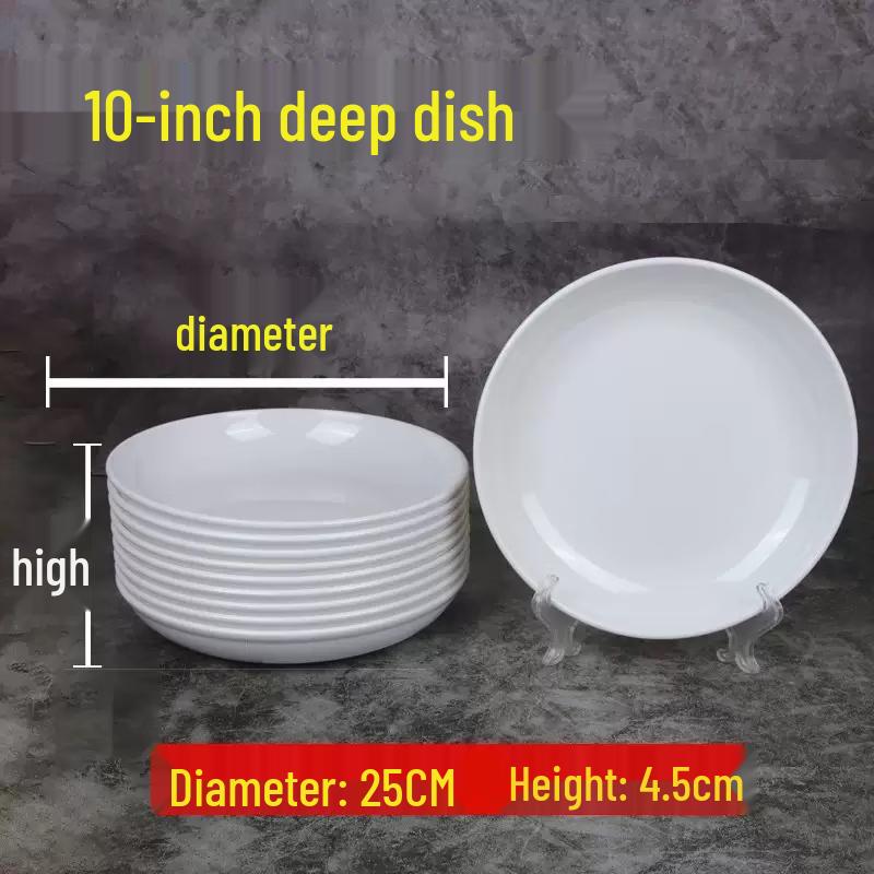 Jie Xiang Jia Commercial Melamine 10-inch Deep Round Plates