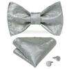 Wedding Bowtie Set for Men Adjustable Self Tied Bowtie Paisley Silk Bowtie Hanky Cufflink Set Dibangu