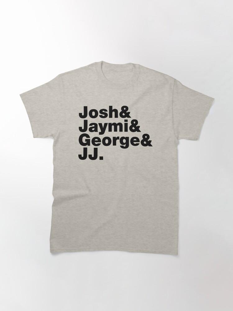 Westlife Josh _amp_ Jaymi _amp_ George _amp_ JJ (black Writing) Fitted Classic T-Shirt