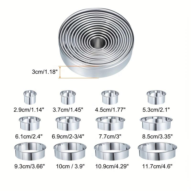 12pcs Stainless Steel Cookie , Biscuit Cutter Set , Fluted Edge, Assorted Sizes for Perfect Pastries, Donuts
