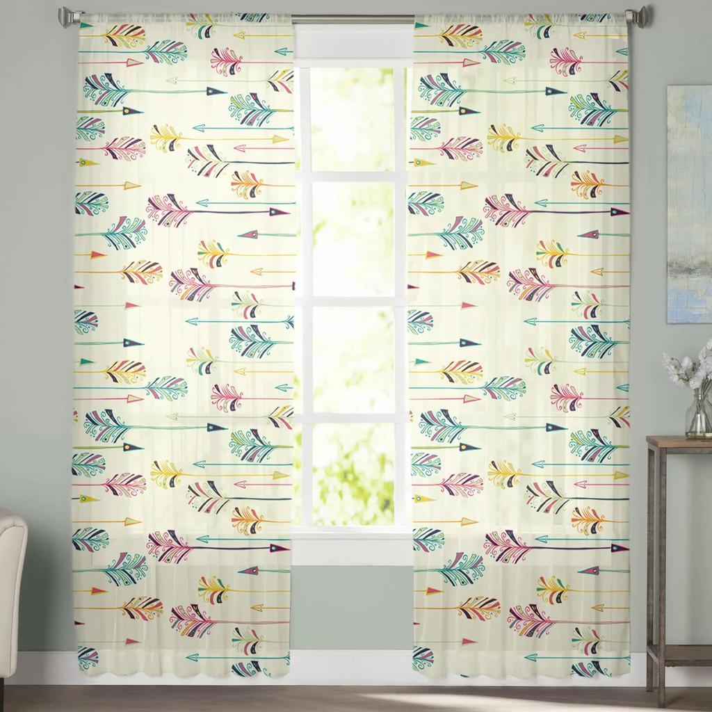 Pfeil-Feder-moderne Tüll-Vorhänge für Wohnzimmer, Schlafzimmer, Zuhause, Küche, Fenster, transparente Vorhänge