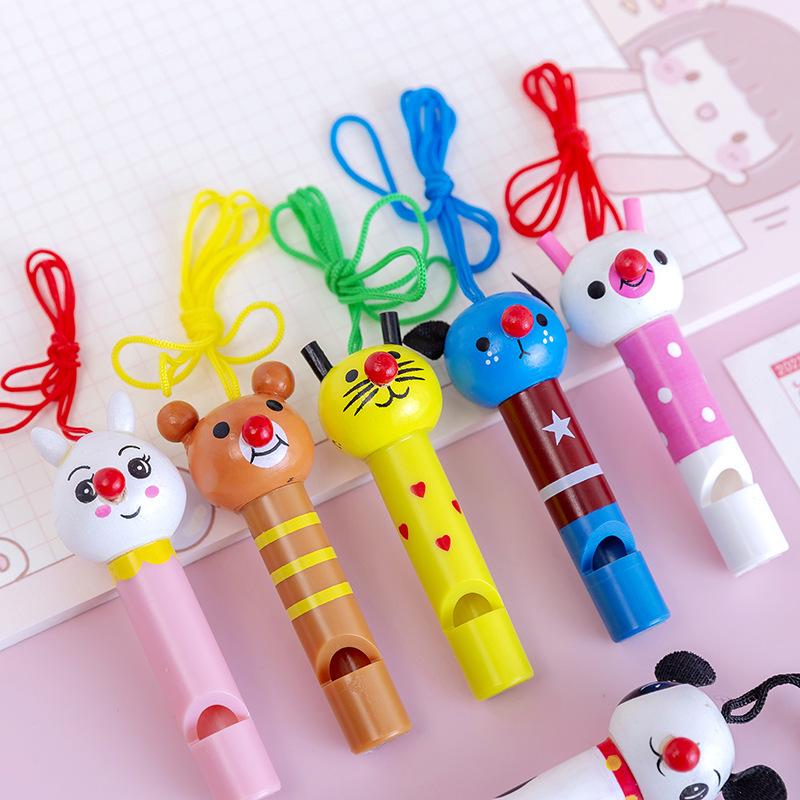 Children's Cartoon Wooden Whistle Lanyard for Outdoor Events & Sports