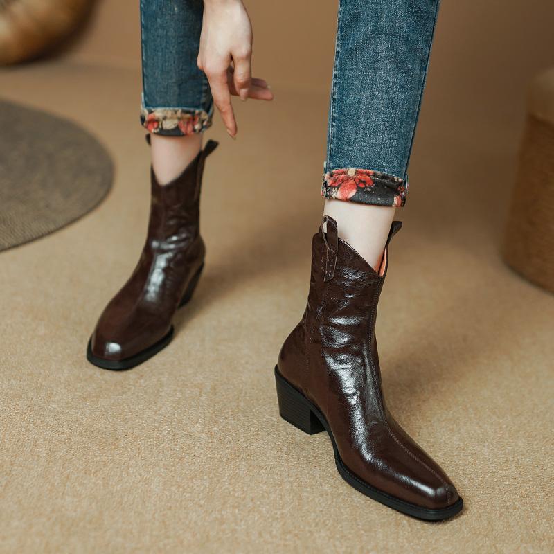 2024 Новые осенние женские сапоги с квадратным носком и толстым каблуком для женщин — фото 3