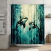 Ocean Orca Shower Curtain - 71X71 Inch, Underwater Scene With Black & White Orcas,Coral Reefs, Polyester,Hand Wash, Summer Decor