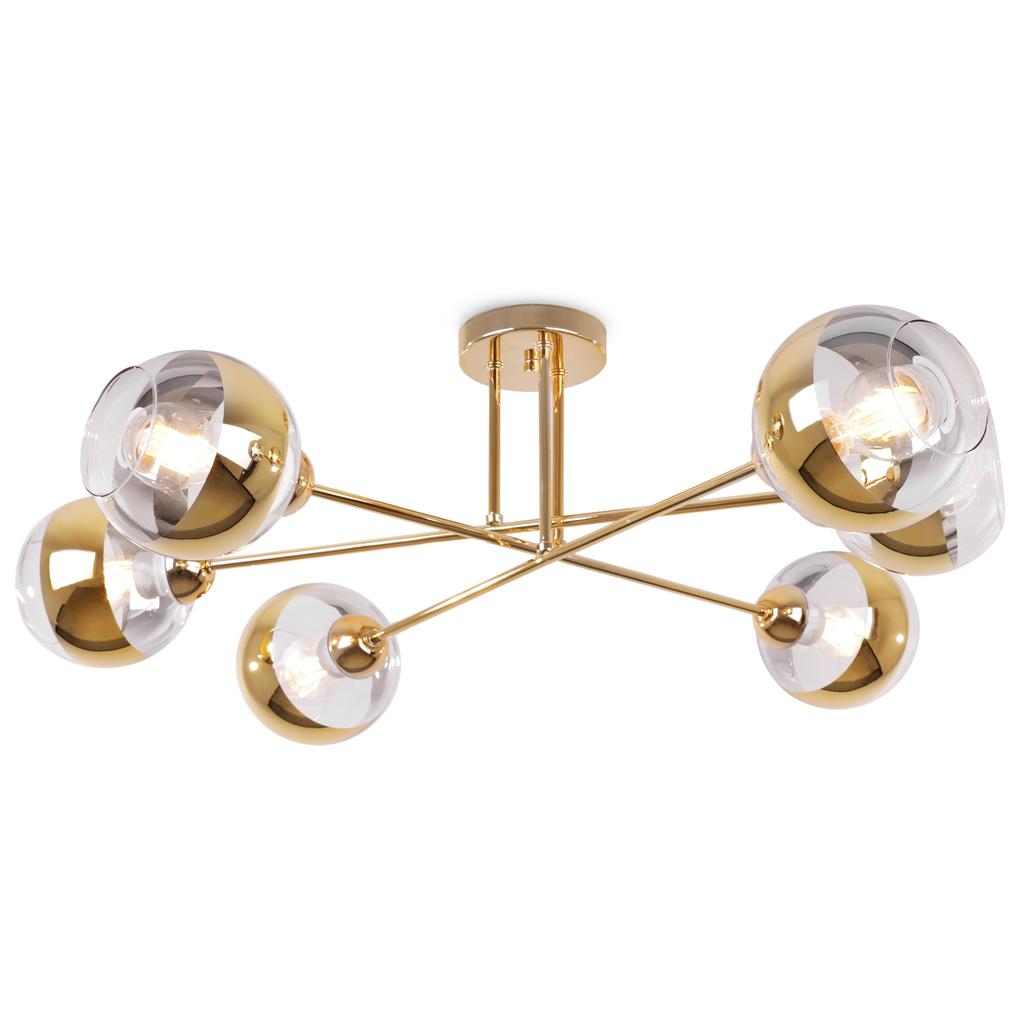 Asturia Gold Ceiling Lamp 6-Flat Golden Lampshade E27